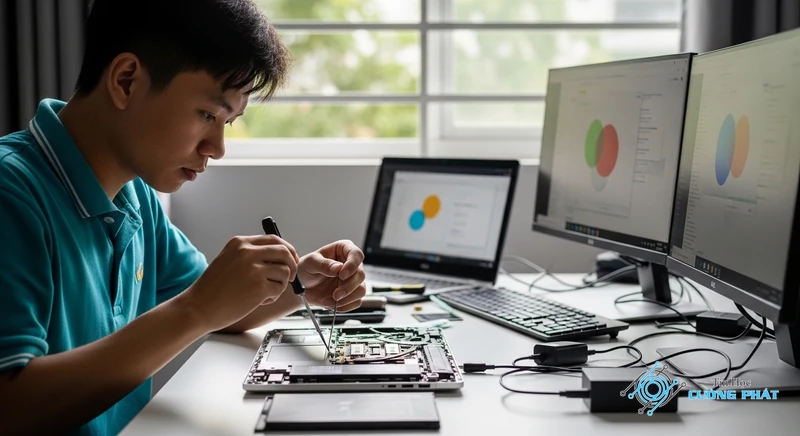 laptop cắm sạc không vào đèn không sáng
