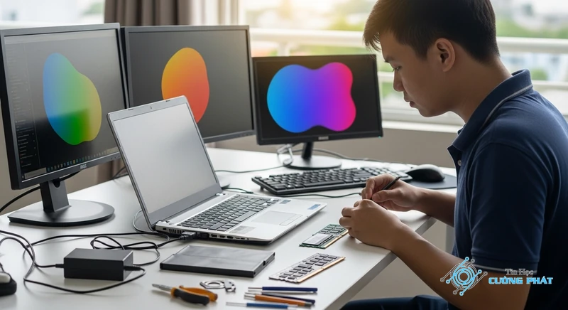 laptop cắm sạc không vào đèn không sáng