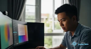 Ảnh đại diện nhấn nút nguồn máy tính sáng đèn rồi tắt ngay