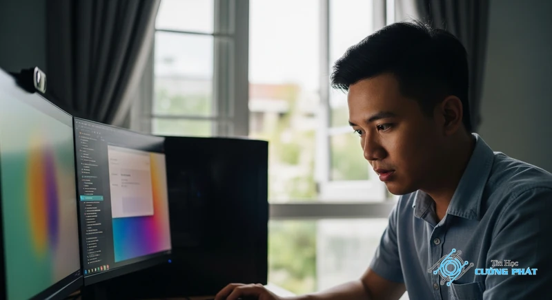 Ảnh đại diện nhấn nút nguồn máy tính sáng đèn rồi tắt ngay